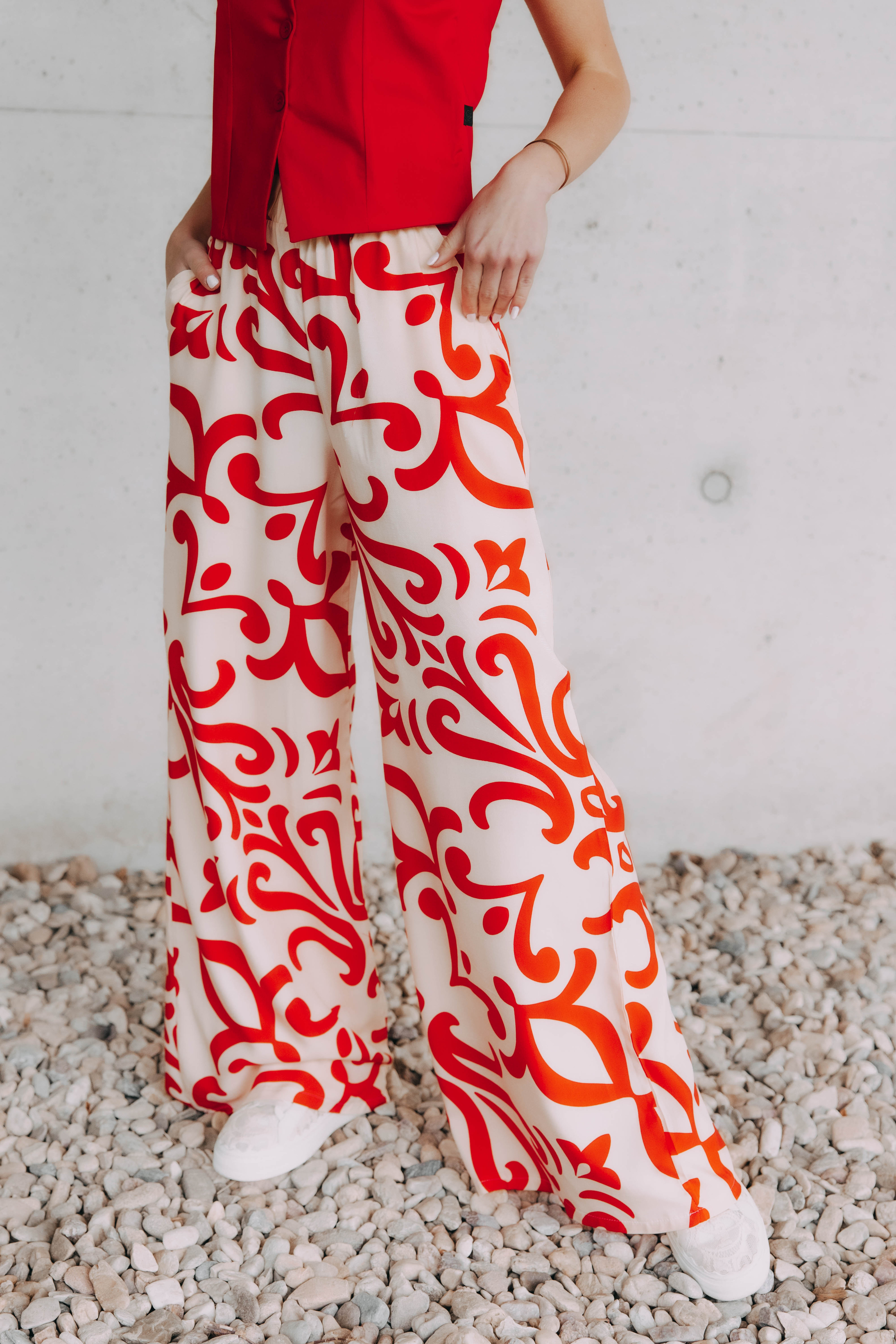 Nohavice Tamu Red Abstract