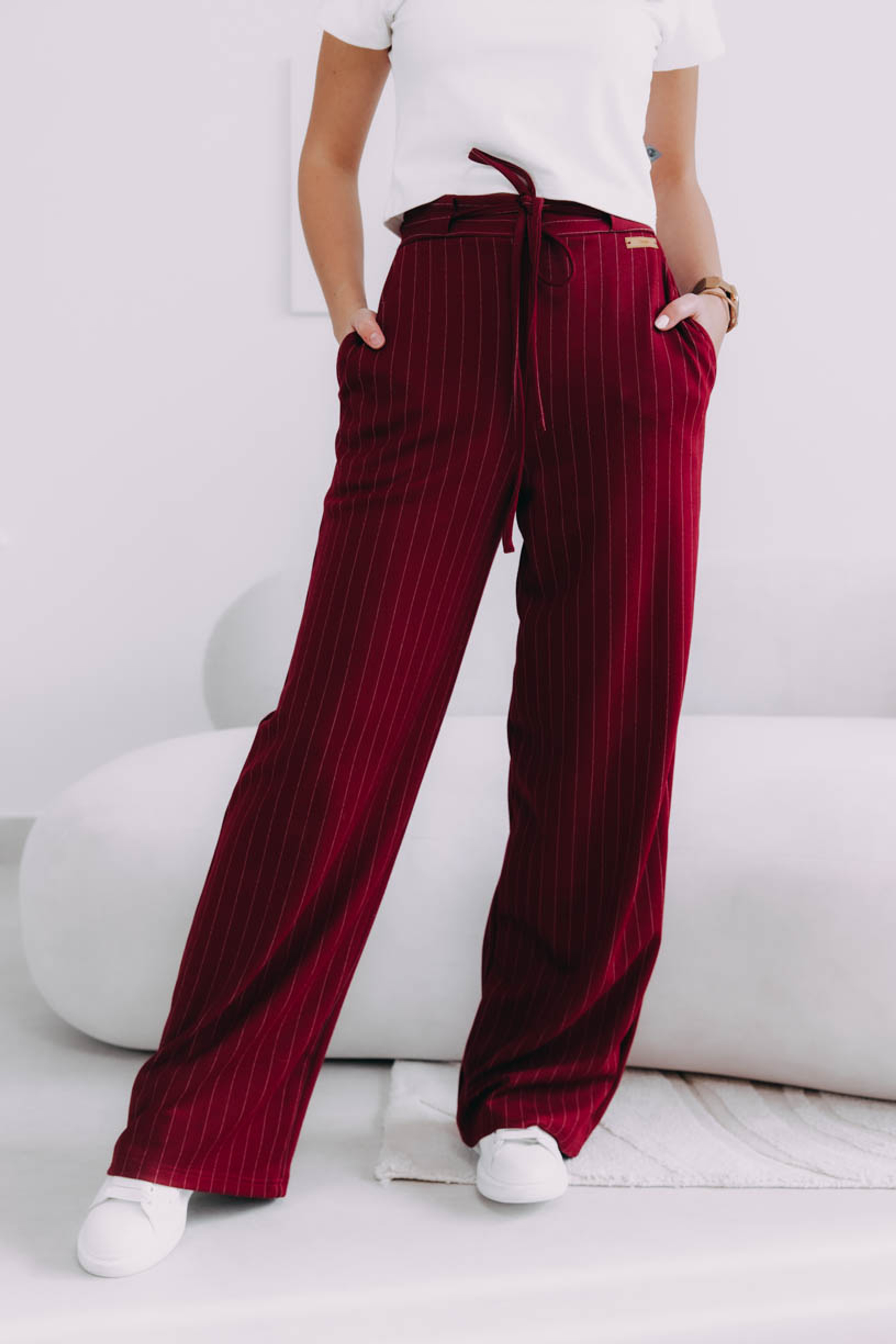 Nohavice Vito Bordo Stripe