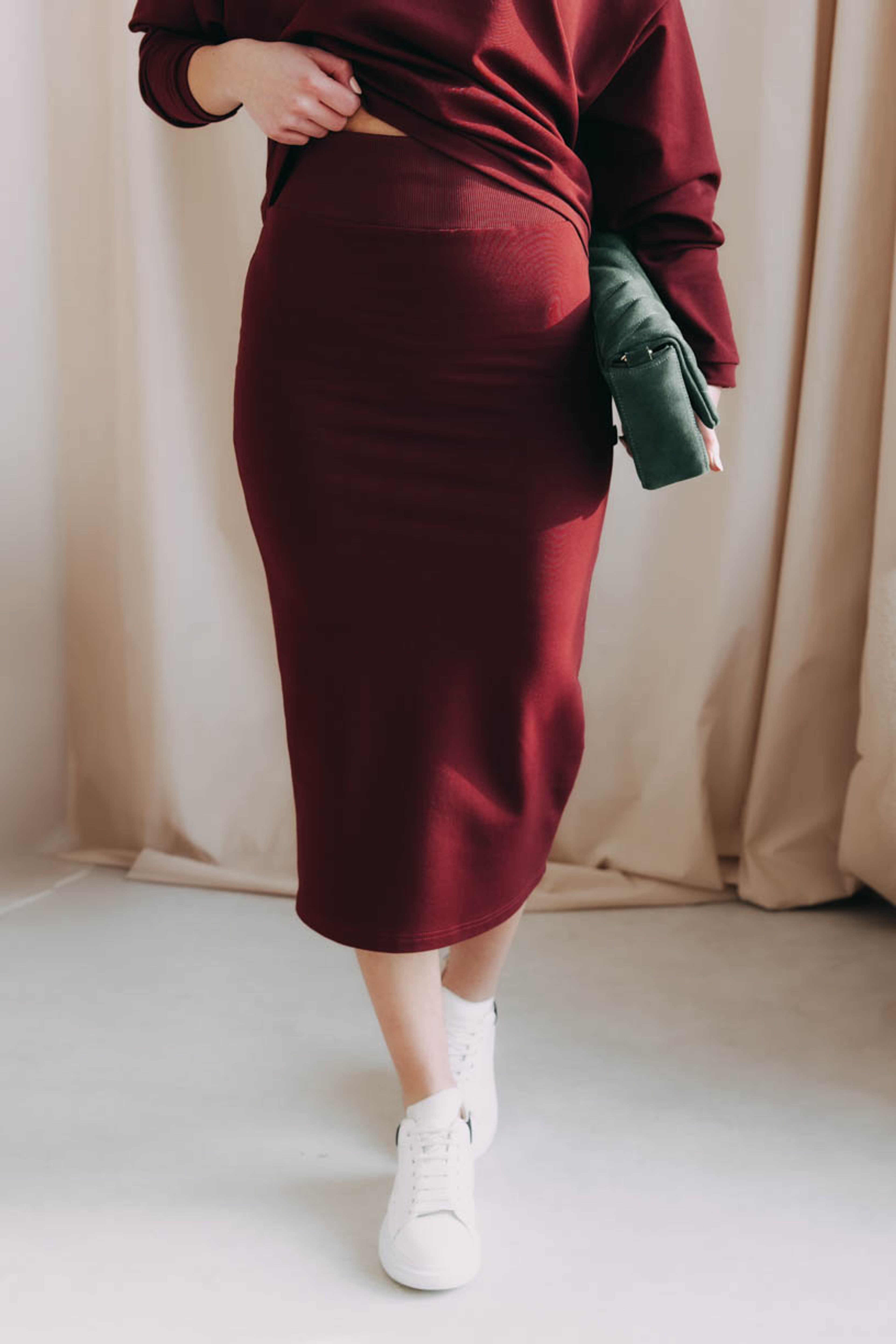 Sukňa Amara Midi Bordo