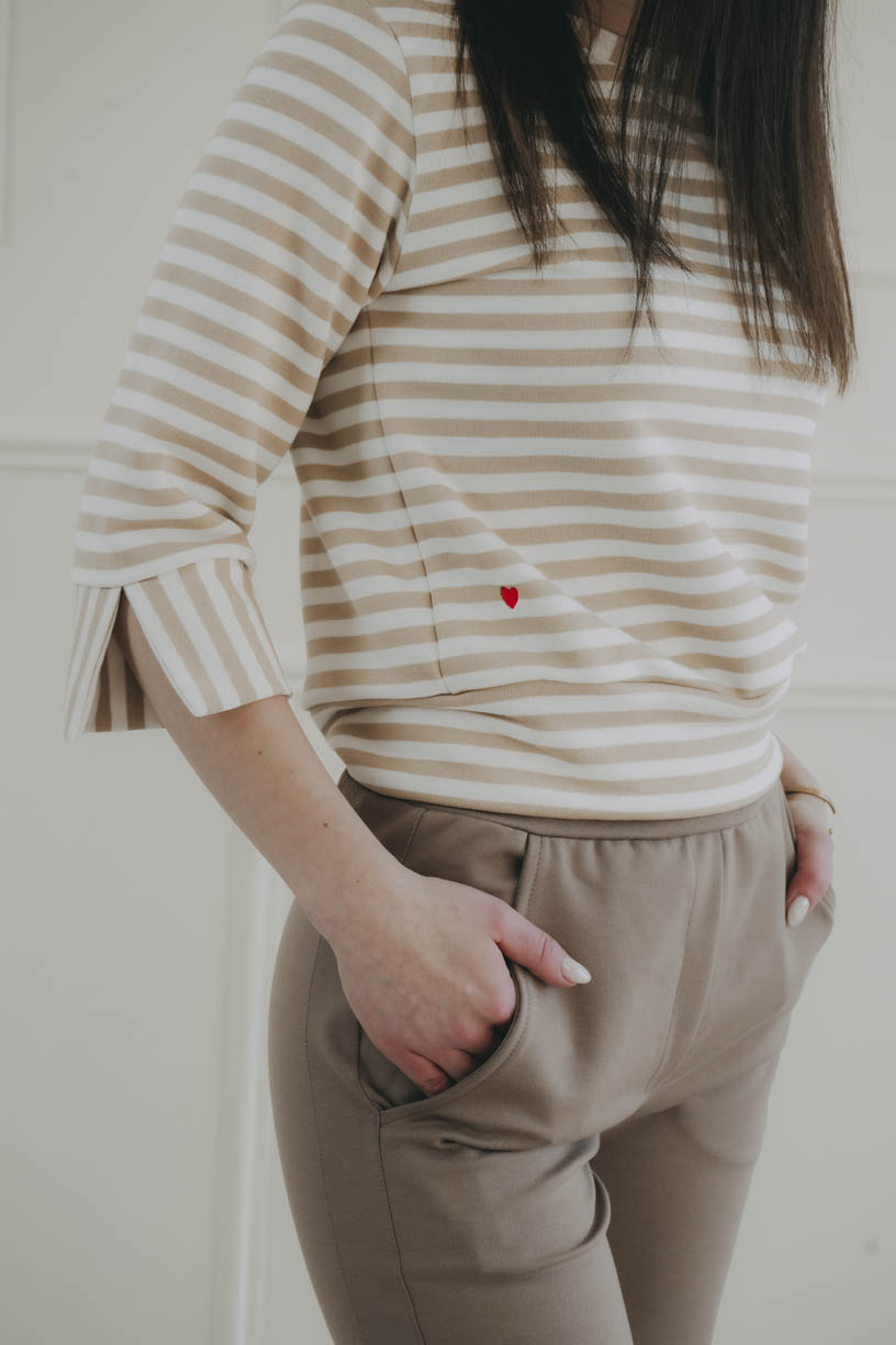 Mikina Ejike Beige Stripe