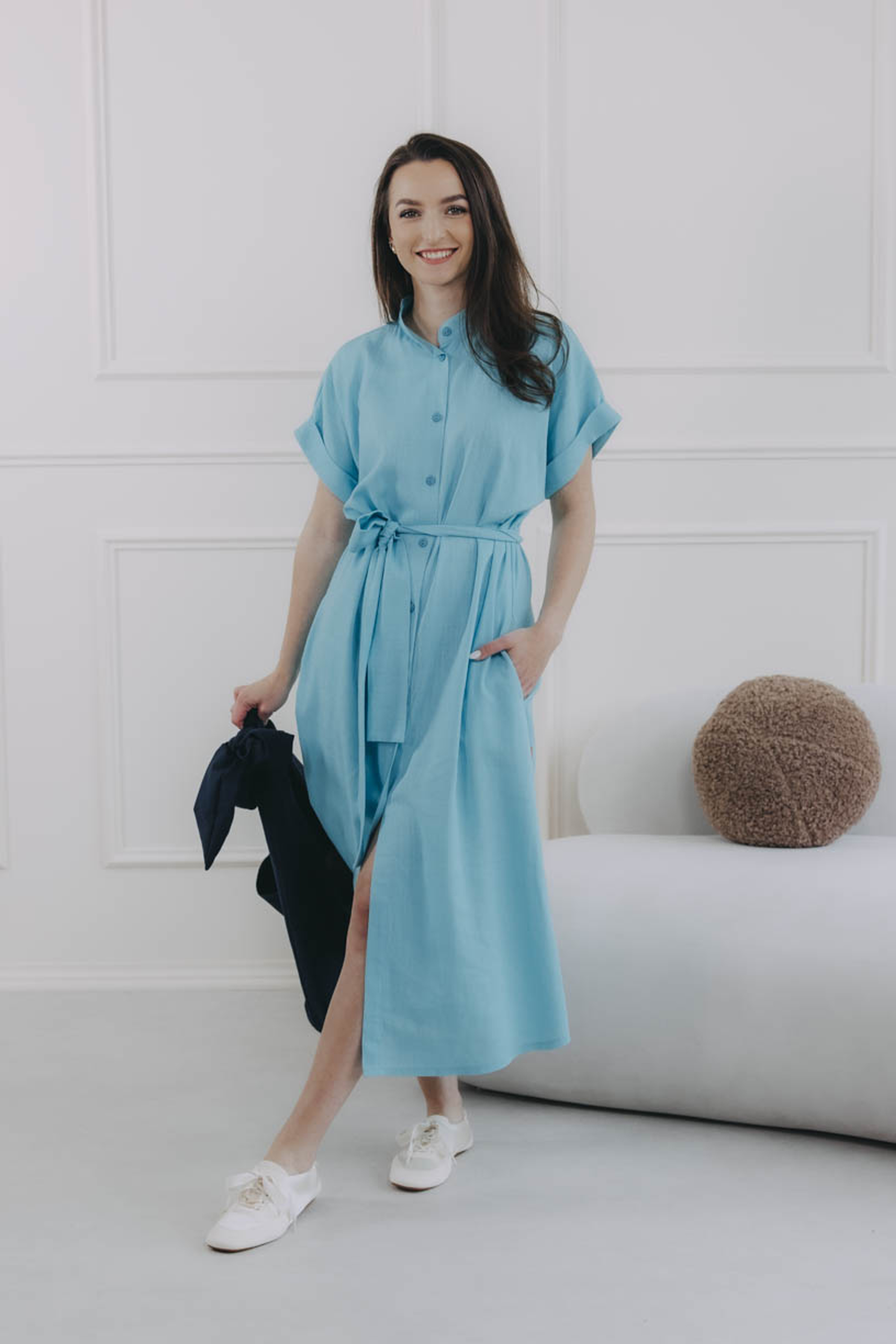 Šaty Shania Linen Tyrkys