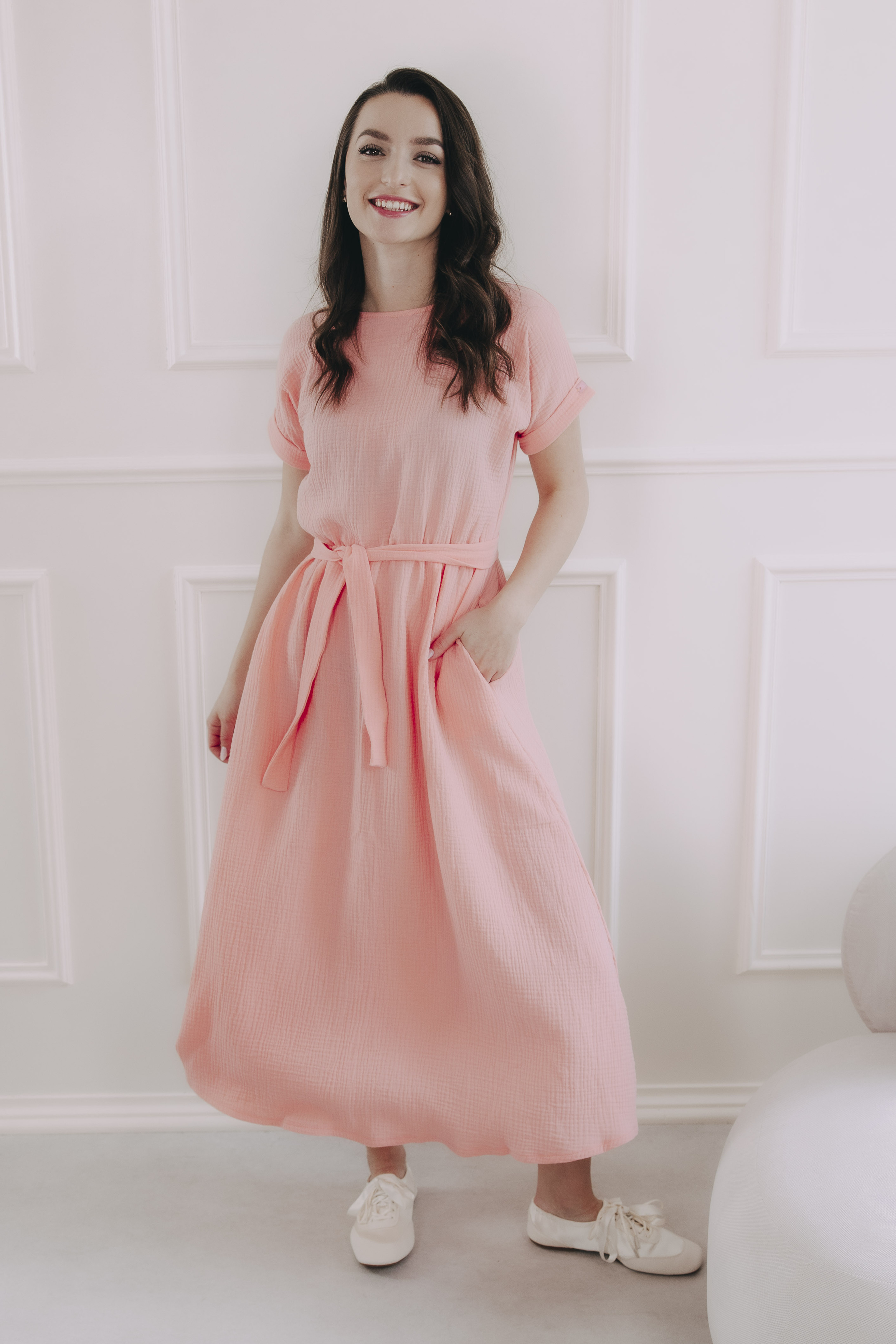 Šaty Boho Mousseline Coral